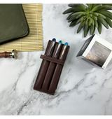 Girologio Leather | 3 Pen Magnetic Case - Antique Brown