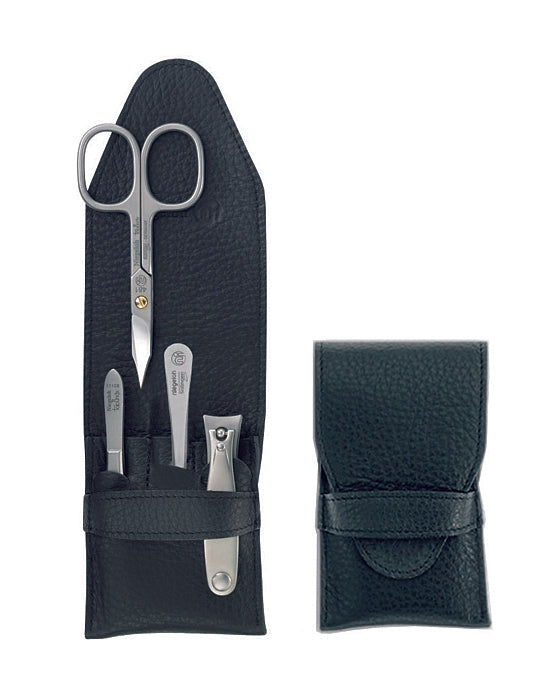 Niegeloh | Capri Schwarz 4pc Manicure Set In High Quality Leather Case