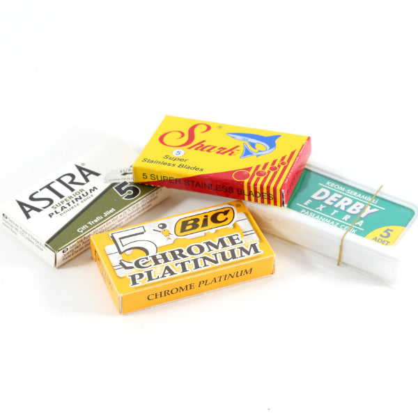 20 Pc Double Edge Razor Blade Sampler: Shark, Derby, Astra, Bic – Top ...