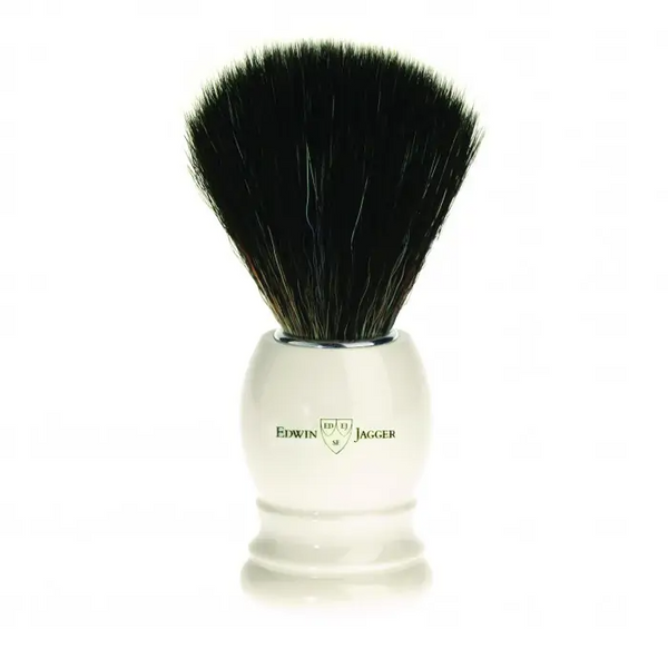 Edwin Jagger Imitation Ivory Shaving Brush (Black Synthetic)