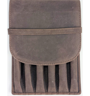 Girologio Leather | 6 PEN CASE - BOMBER BROWN