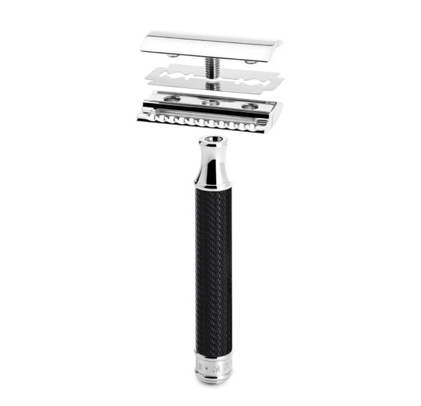 Muhle | TRADITIONAL Black/Chrome Safety Razor (Closed Comb) R89