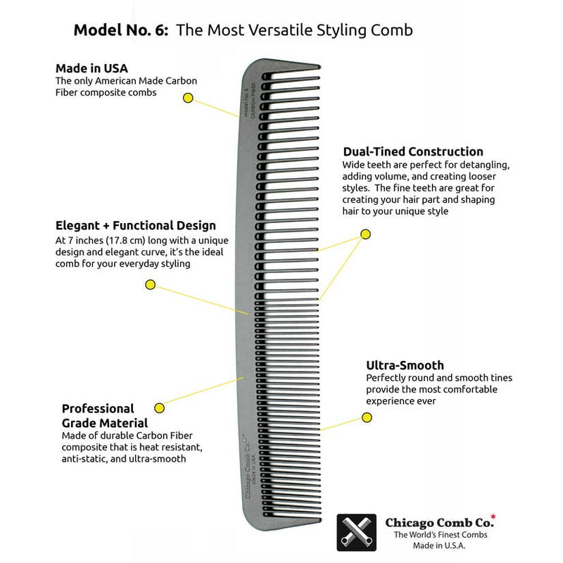 Chicago Comb Co. | Model No 6 Carbon Fiber Comb