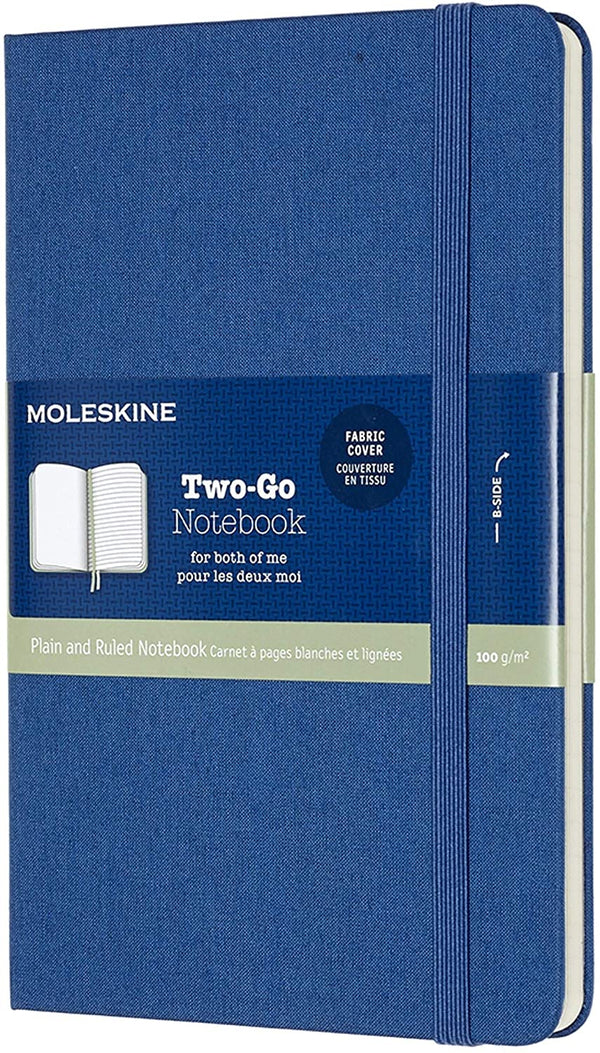 Moleskine |  Two-Go Textile Notebook, Hard Cover, Medium Lapis Blue