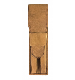Girologio Leather | 2 PEN CASE - Saddle Brown