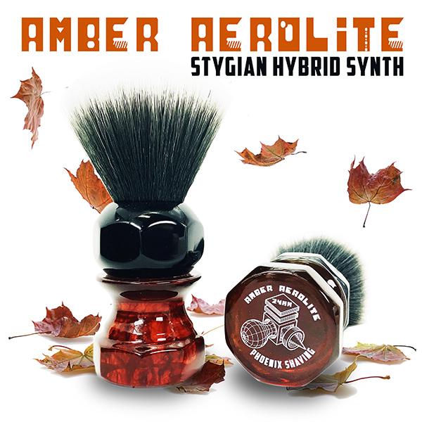 Phoenix Artisan Accoutrements | Amber Aerolite 24mm Stygian Synth Hybrid Brush