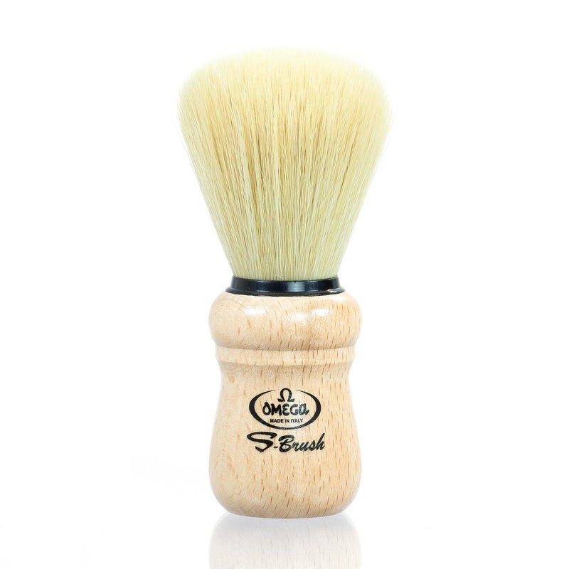 Omega S-Brush S10005 Synthetic Fiber Shaving Brush, Beech Wood Handle