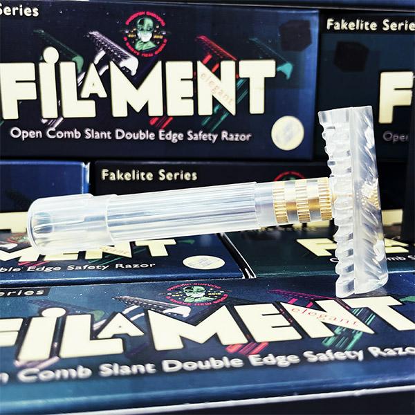 Phoenix Shaving | The Filament Fakelite Series Open Comb Slant | 3-Piece | Classic Crystal Clear