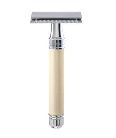 Edwin Jagger DE87RC14bl Rubber Coated Ivory Safety Razor