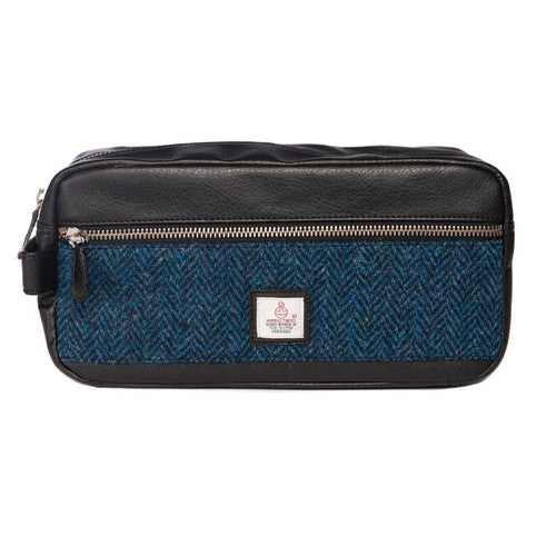 Bonte Moon | Harris Tweed – Dopp Kit – Herringbone Blue